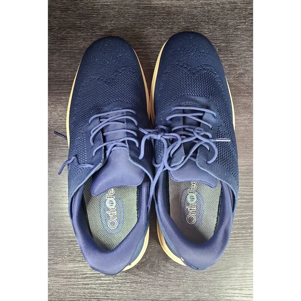 ORTHOFEET Orthopedic Rex Hands Free Wingtip Shoe 469 Men Size 11 2E Navy Blue